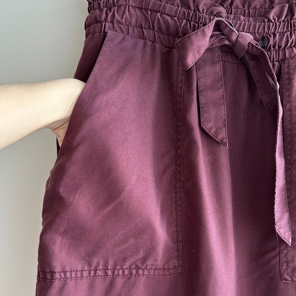 H&M Paperbag Cinched Waist Chic Burgundy Skirt with Tie Waist, Size 6 - Picture 9 of 16